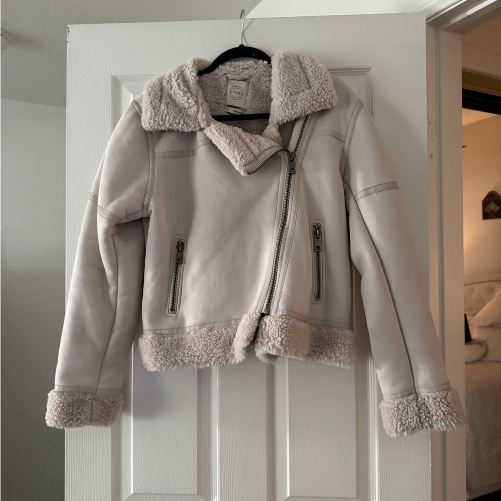 Women Faux Suede Cream Jacket